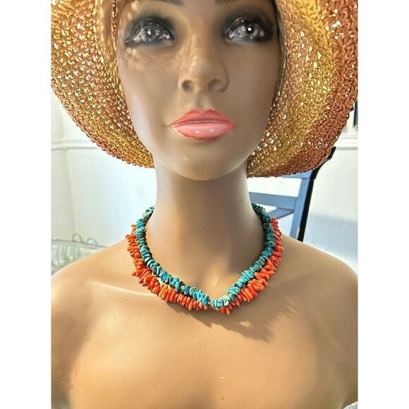 Coral & Turquoise Double Necklace - Picture 6 of 6